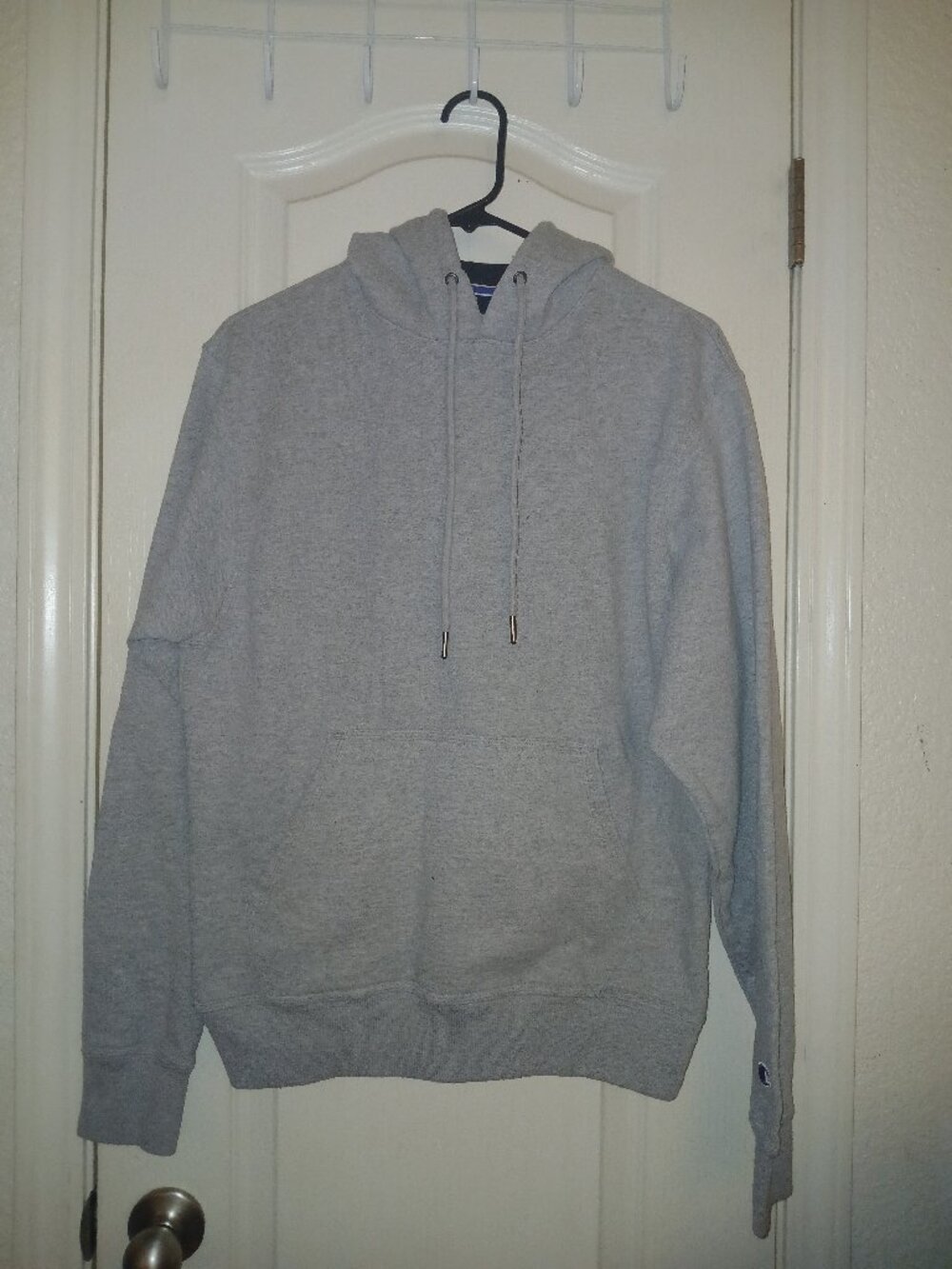 111 Champion Authentic Gray Blank Pullover Hoodie Sweatshirt Men's Size S